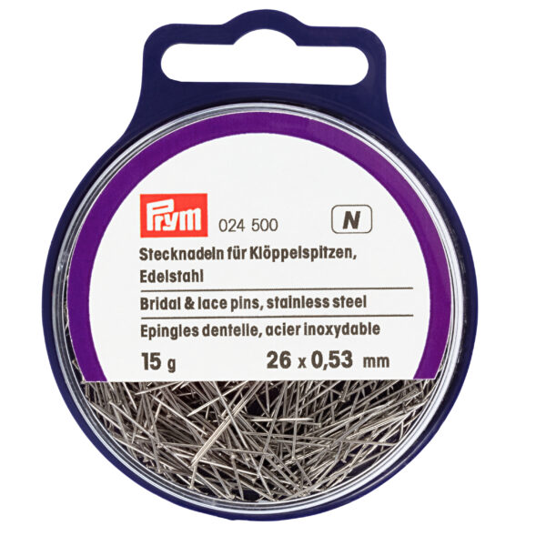 Prym Stecknadeln für Klöppelspitzen, Edelstahl, 15g, 26x0,53 cm