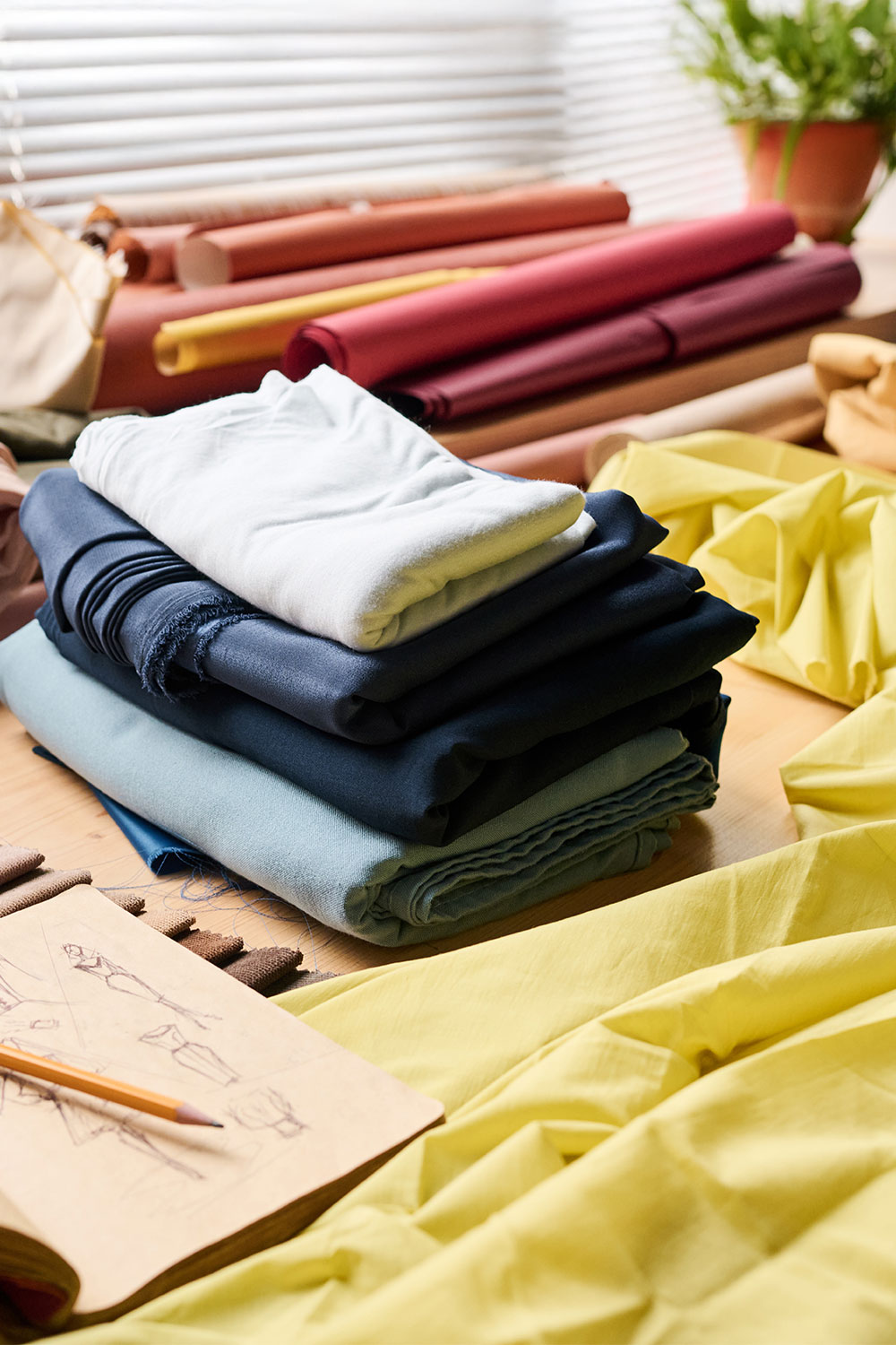 Close-Up mit diversen Stoffen aus dem Peter Kastenholz Stoffladen und Outlet